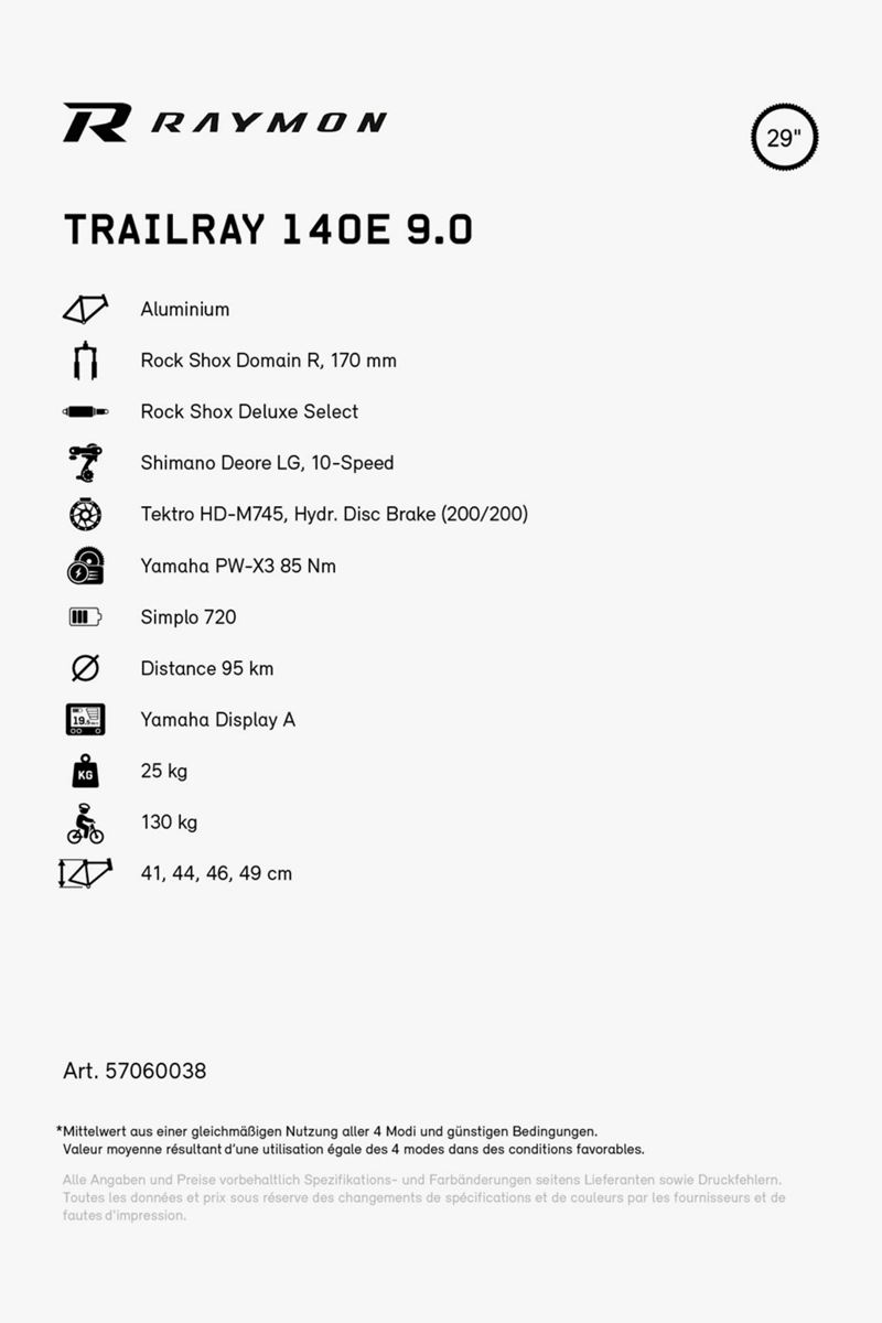 Raymon TrailRay 140E 9.0 29 E-Mountainbike 2024