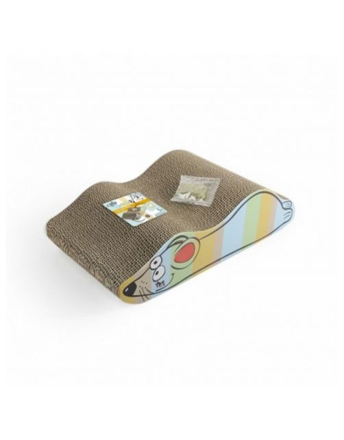 All For Paws Catoon- Scratcher Mouse - Krabplank - 42x21x11.5 cm Multi-Color