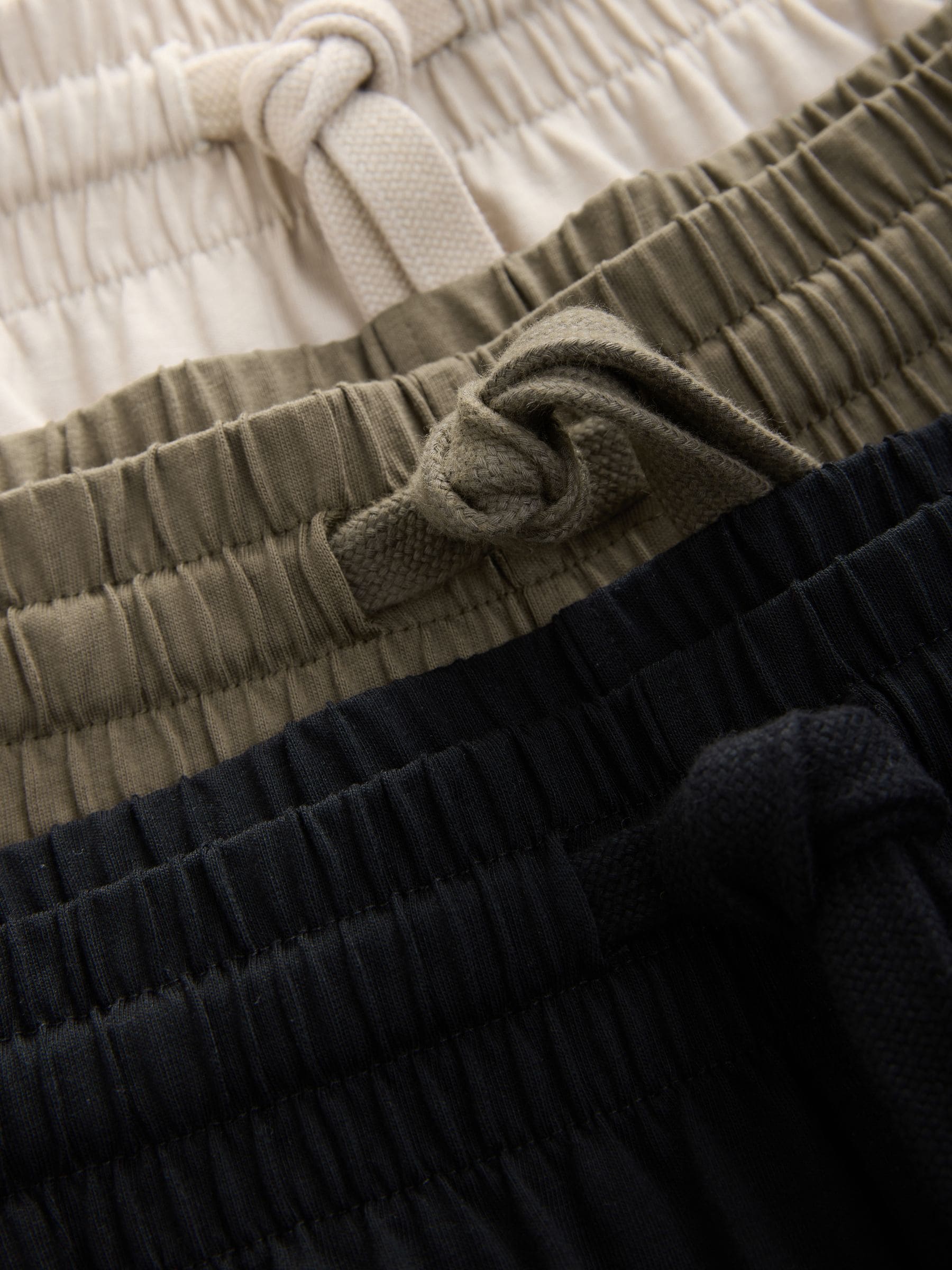 Zwart/Kakigroen/Ecru - Set van 3 jersey pyjamashorts