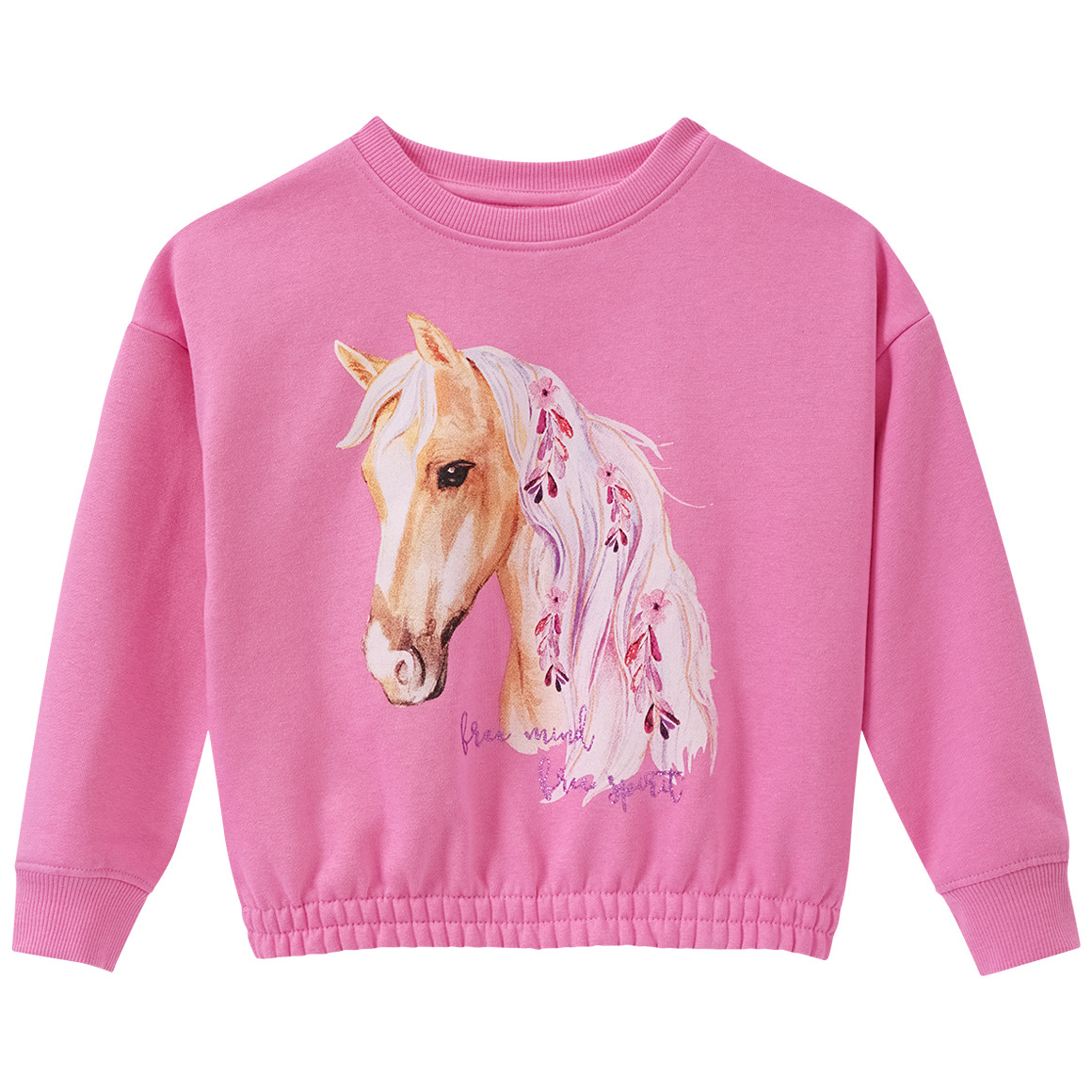 Yigga Mädchen Sweatshirt mit Pferde-Motiv pink