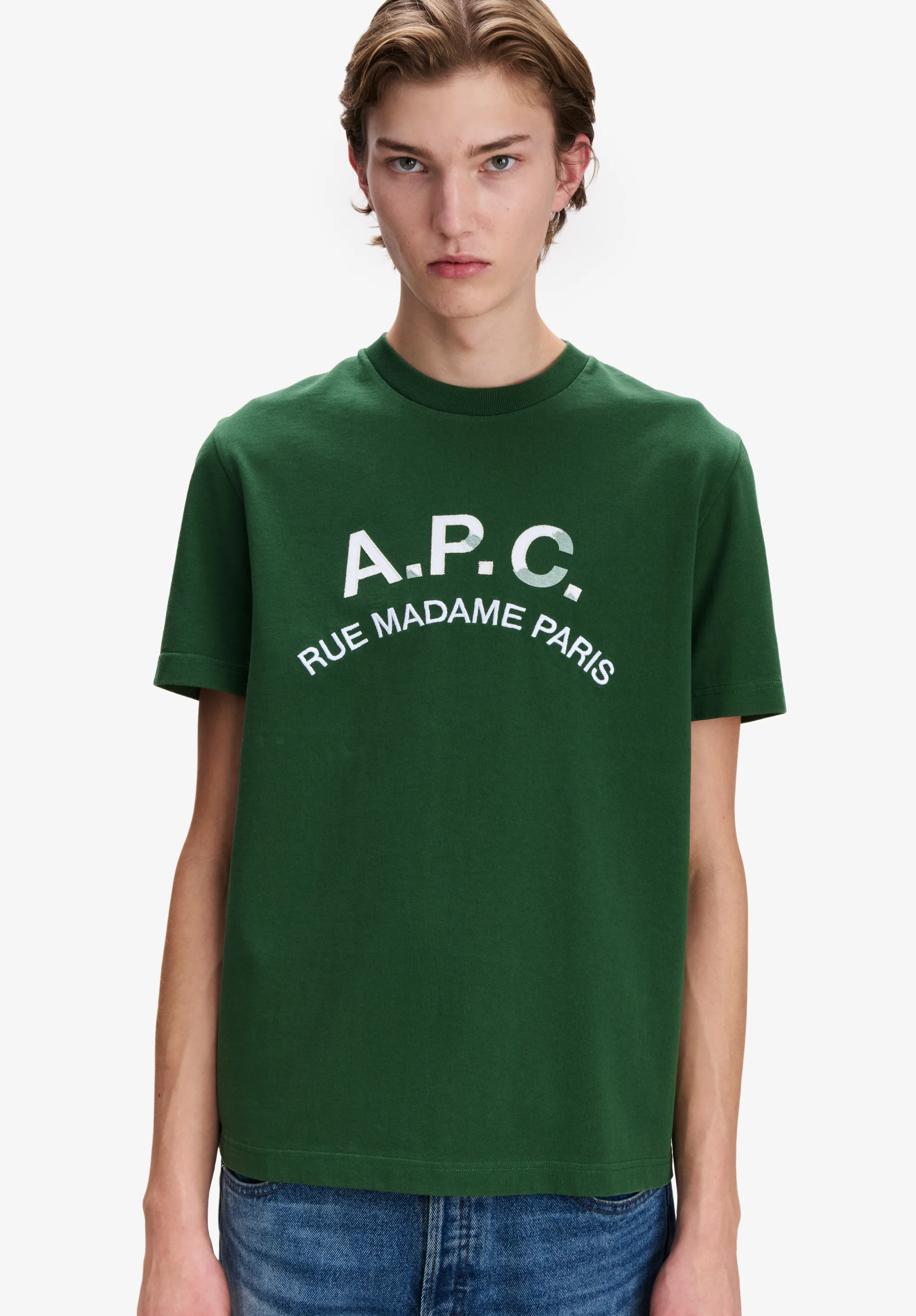T-shirt vert foncé à logo A.P.C. effet vintage - Vert fonce