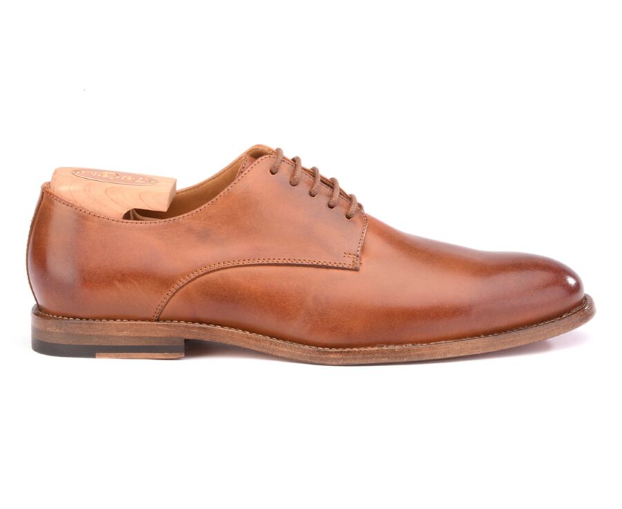 Derbies homme Châtaigne Patiné semelle cuir - HILPERTON