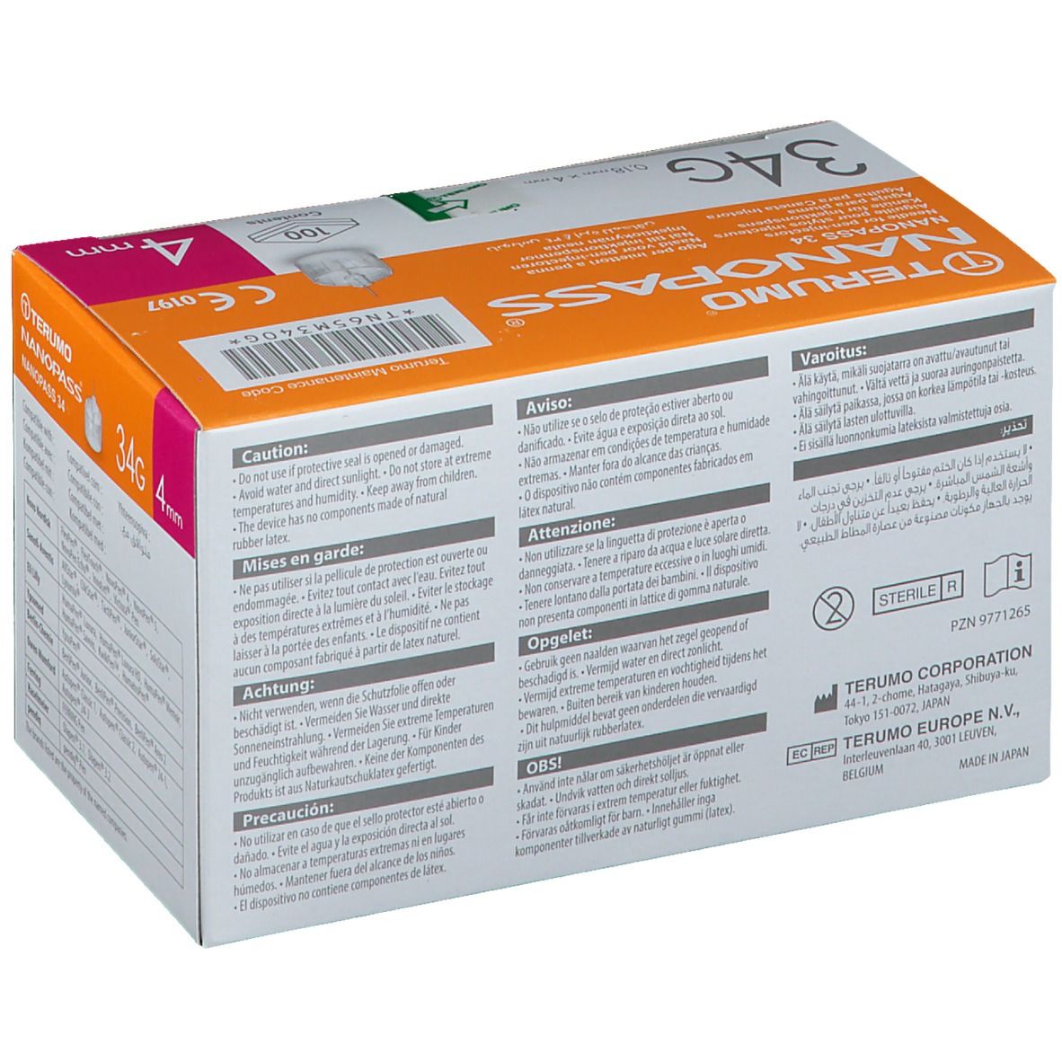 Terumo Nanopass Penkanülen 34G