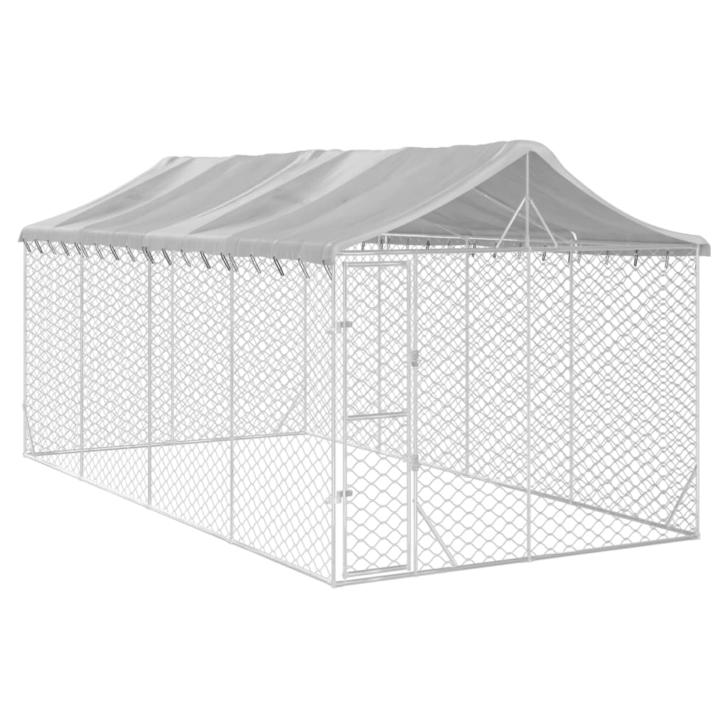 Chenil d'extérieur pour chiens avec toit argenté 3x6x2,5 m