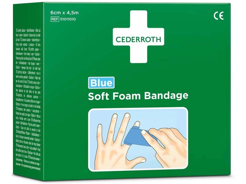 Cederroth Soft foam Bandage blau, selbstklebend 4.5 m x 6 c Pflaster und Verband für kleinere Wunden