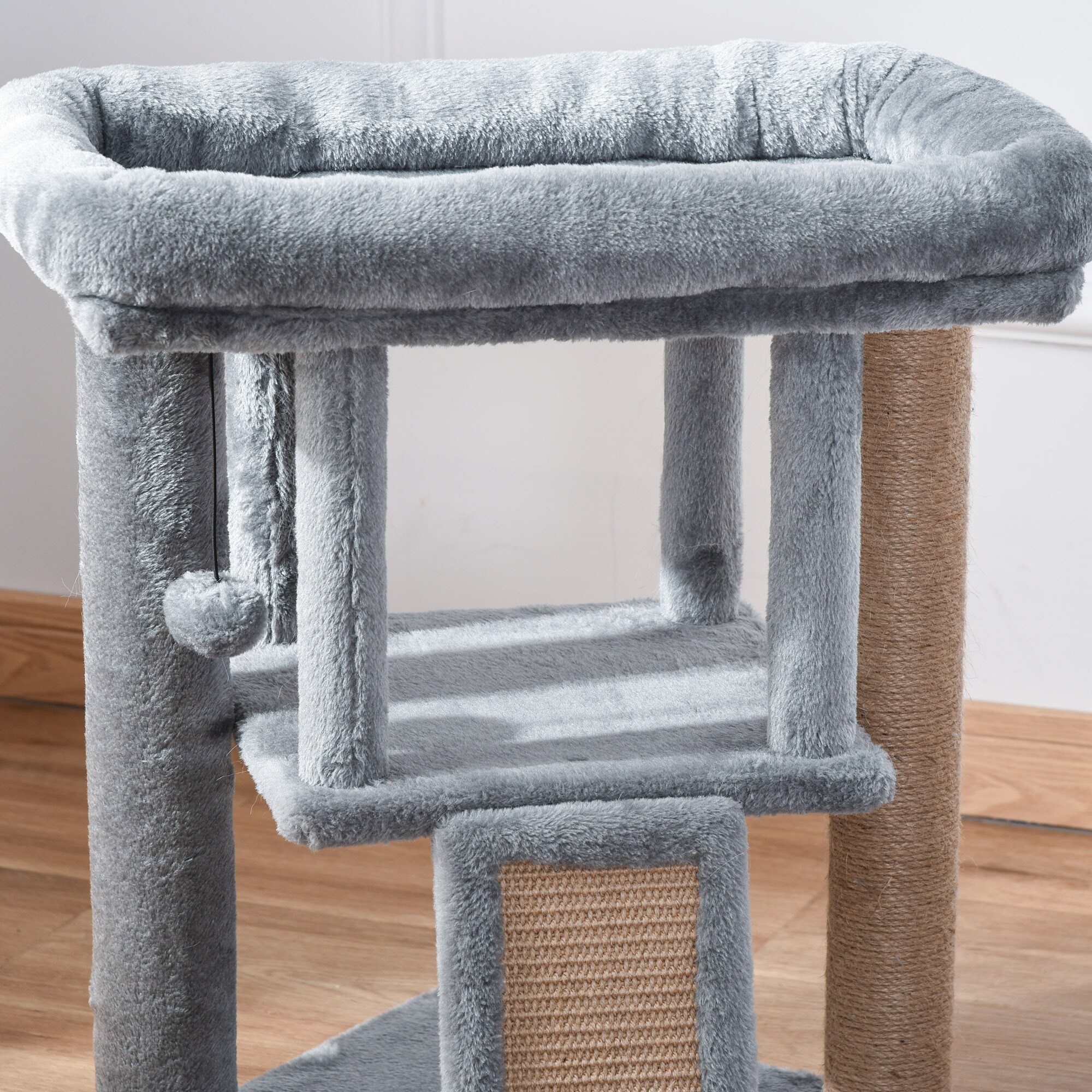 PawHut Katzenbaum mit Kratzbrett, Spielball und Häuschen 40 x 40 x 57 (BxTxH)