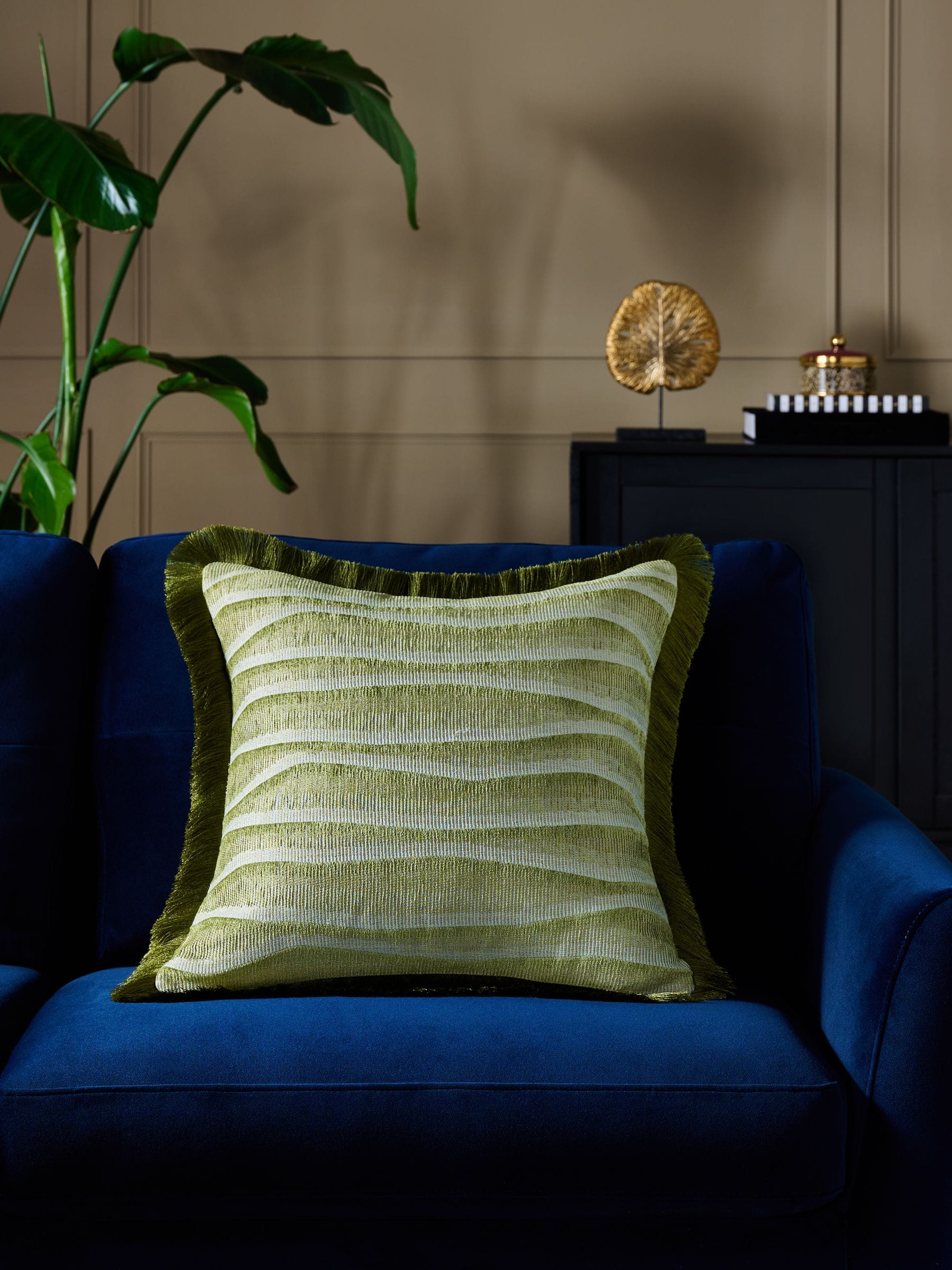 Abstract Wave Fringe Cushion