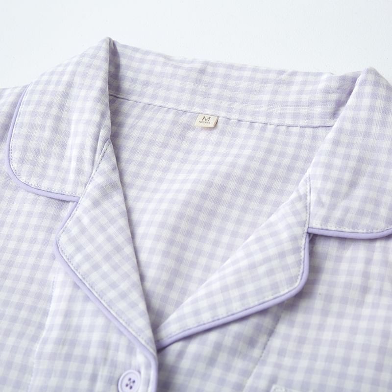 Finlies - Bijpassende pyjamaset voor koppels: geruite top met lange mouwen + broek