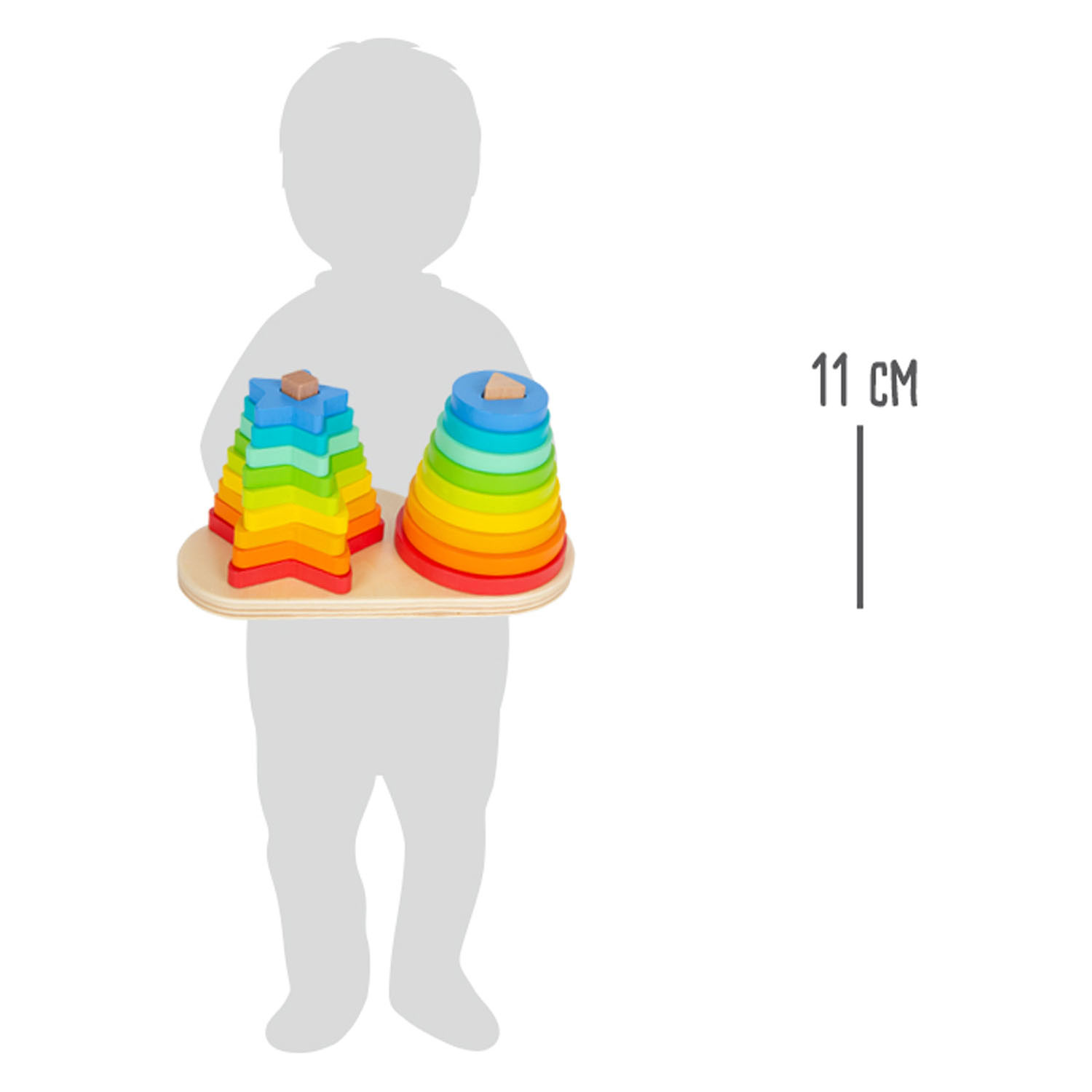 Small Foot - Houten Stapeltoren RegenboogCirkel en Ster, 19dlg.