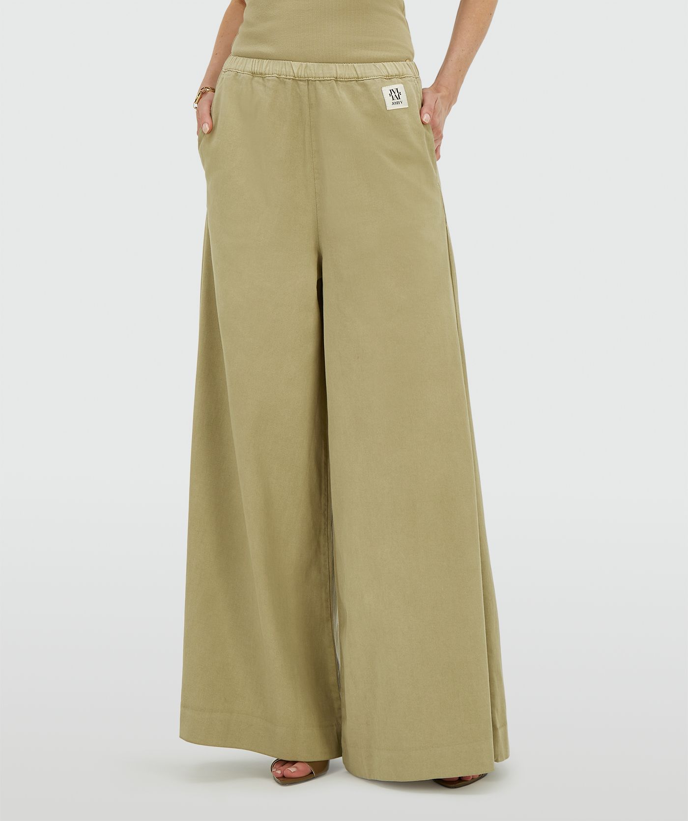 JV-SERA wide leg pantalon - dark pistachio