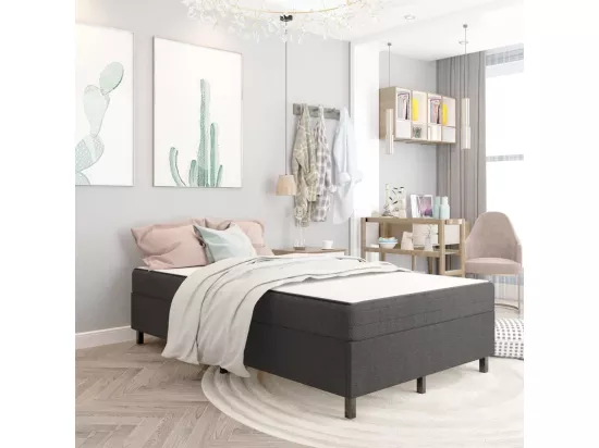 Sommier tapissier Gris foncé Tissu 120x200 cm