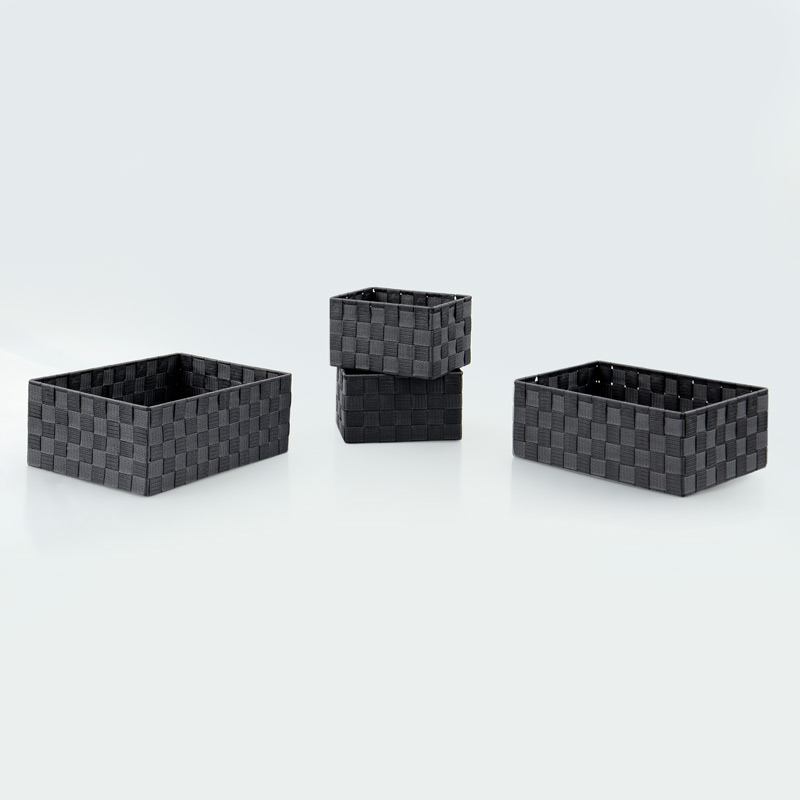 4 paniers de rangement damiers gris
