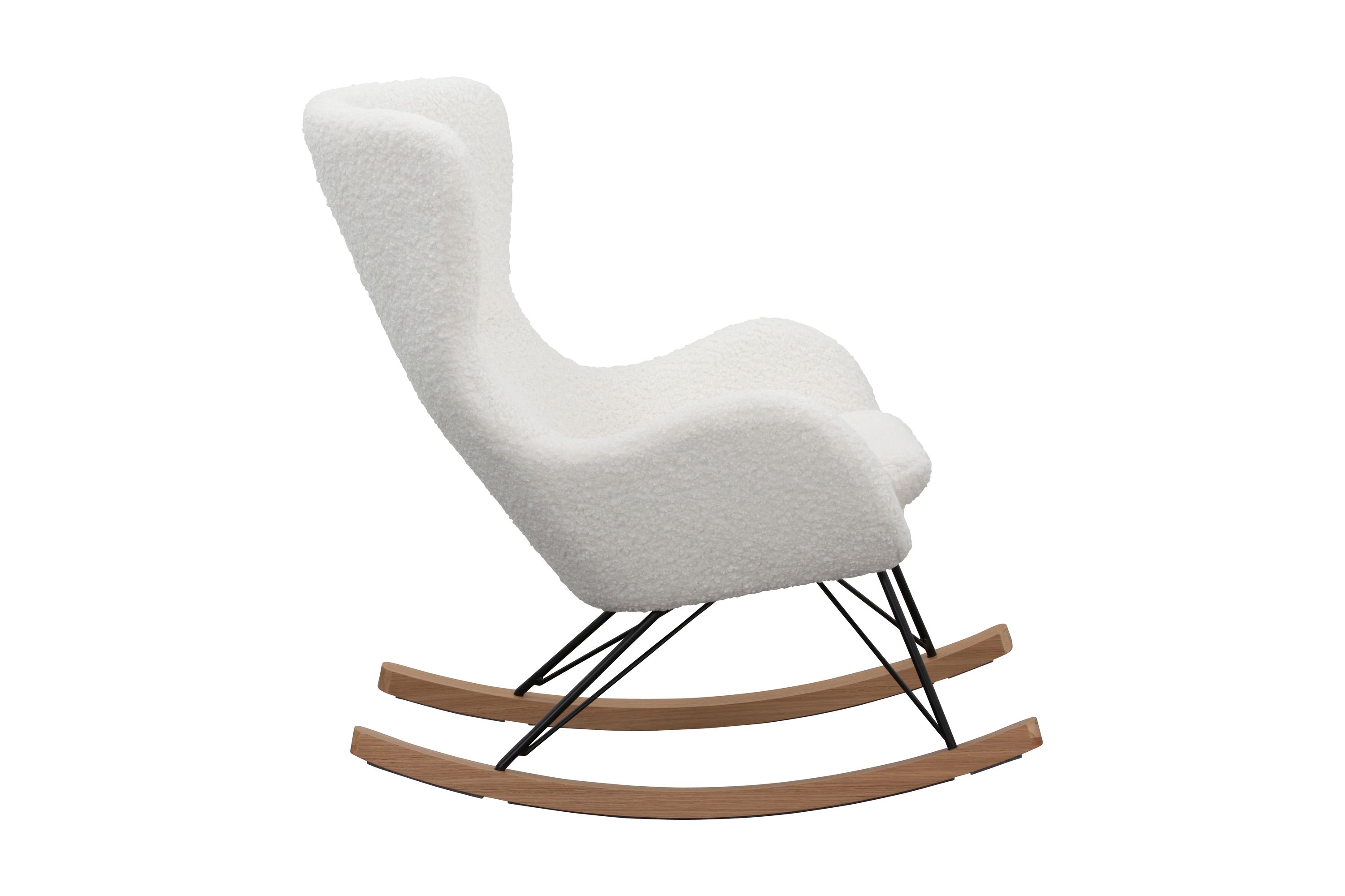 Schaukelstuhl Teddyfell weiß Relaxsessel Polstersessel Ohrensessel Loungesessel