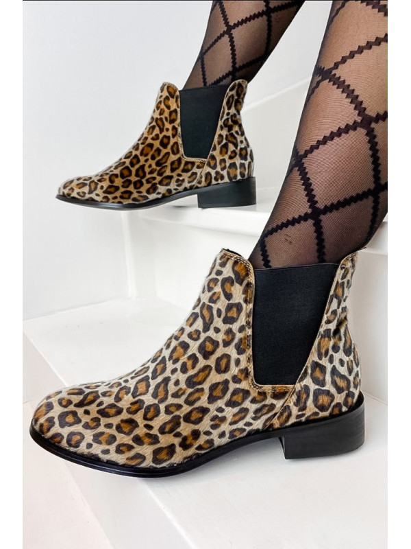 Bottines Chelsea en fausse fourrure léopard- Vanessa Wu