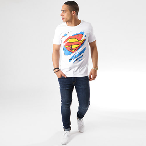 Tee Shirt Superman Tear Up Blanc