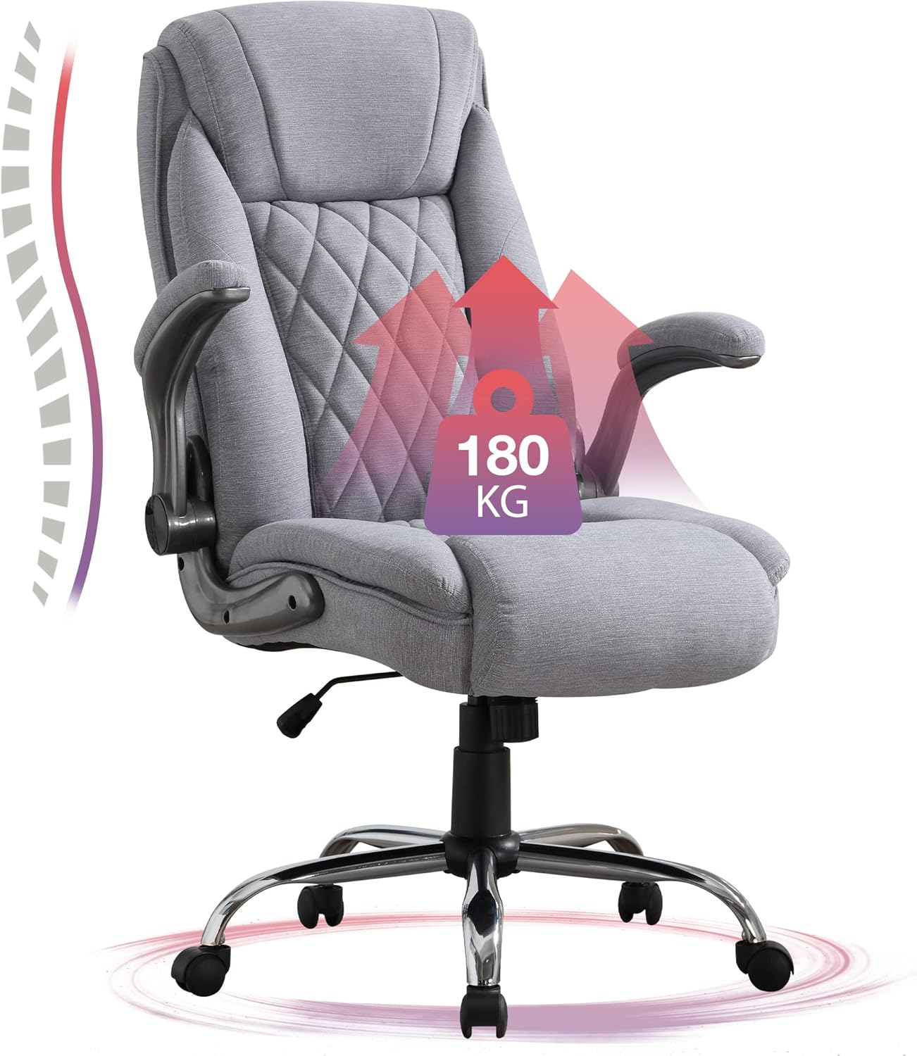 Ergonomischer Bürostuhl 180KG,Schreibtischstuhl mit Hoher Rückenlehne und Breite Sitzfläche,Hochklappbarer Armlehne,Computer Stuhl für Büro Heim Gaming
