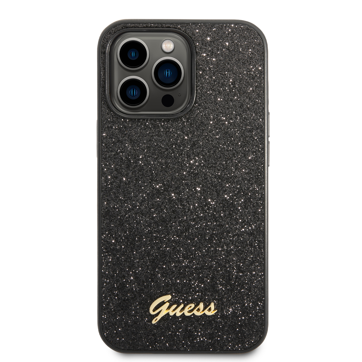 iPhone 14 Pro Max Hardcase Hülle Glitter Script (GUHCP14XHGGSHK) - Schwarz / Transparent