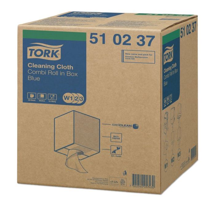 Tork 510237 Premium 510 werkdoek 1-lgs blauw 152 mtr x 32 cm rol à 400 vel (510237)