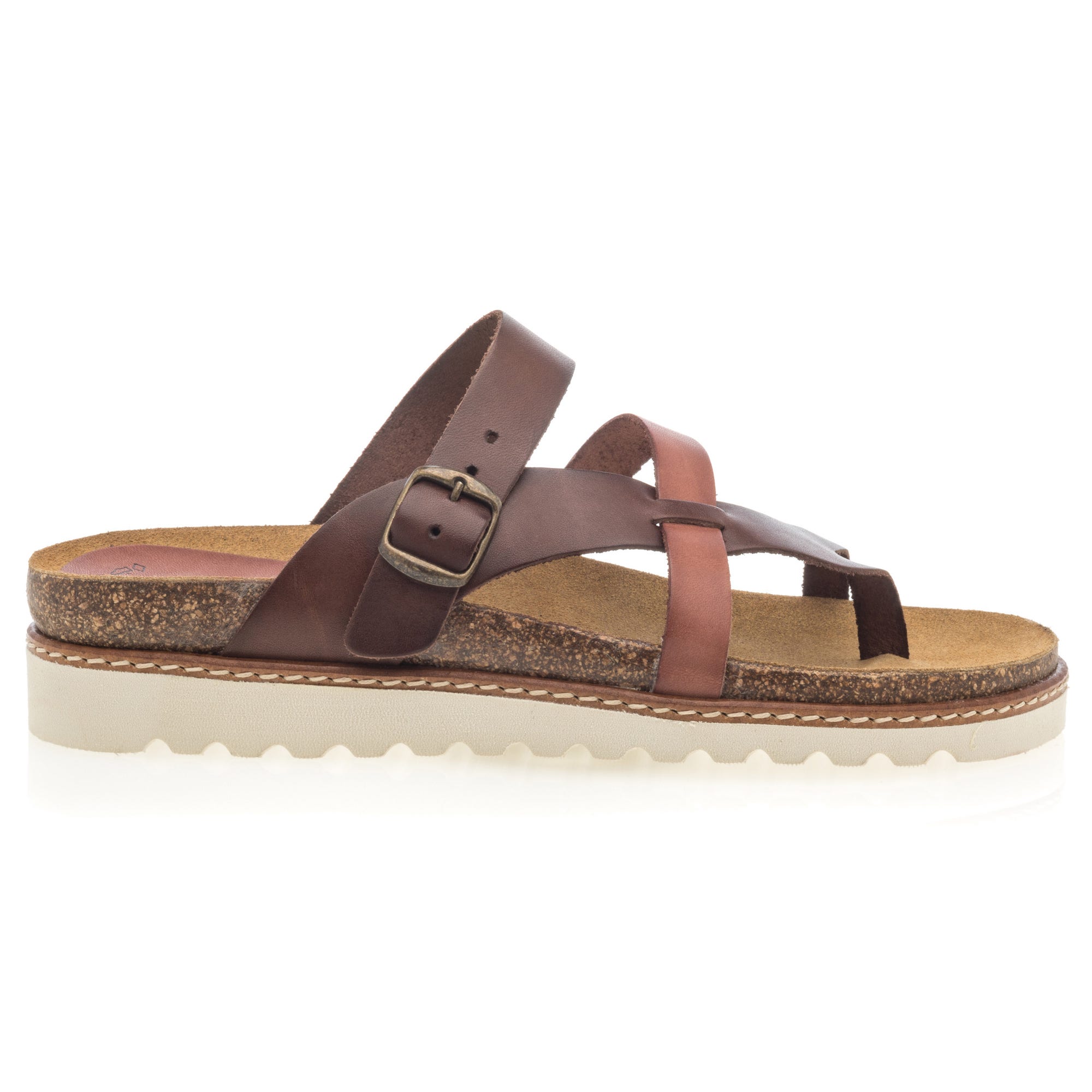 Mules semelle liège Femme en cuir marron
