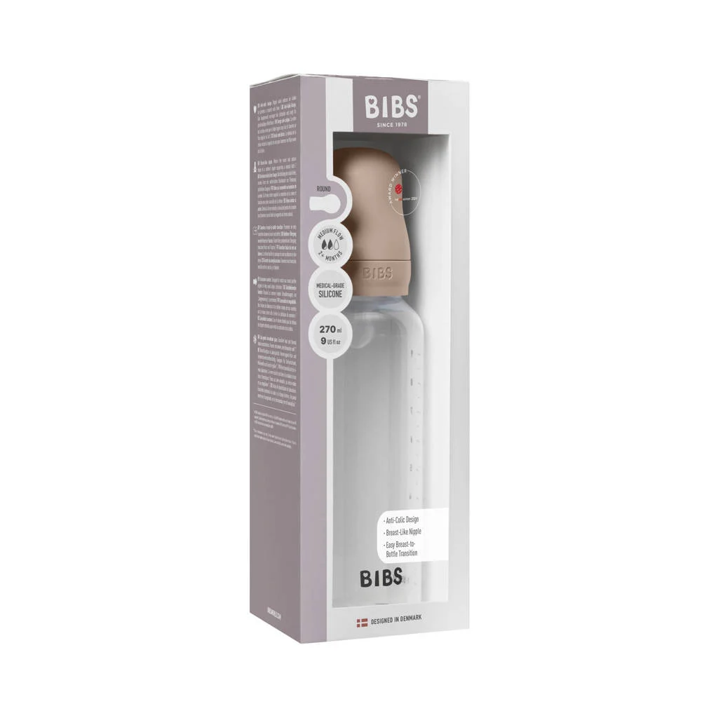 BIBS Babyfles 270 ml - Blush - met silicone speen en opvouwbare trechtertje