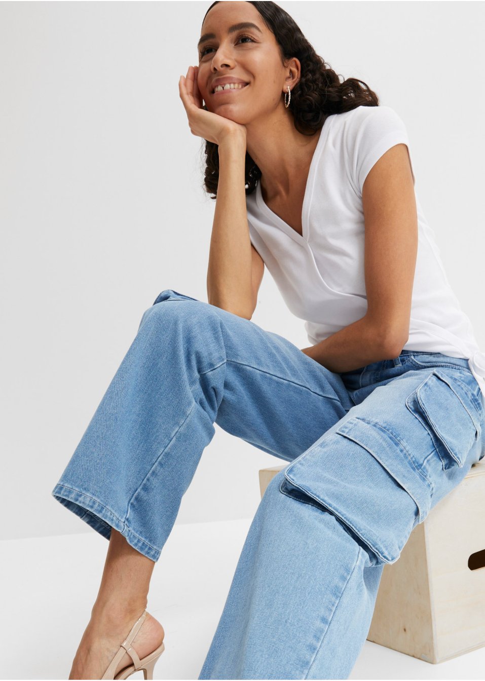 Jean cargo en pur coton