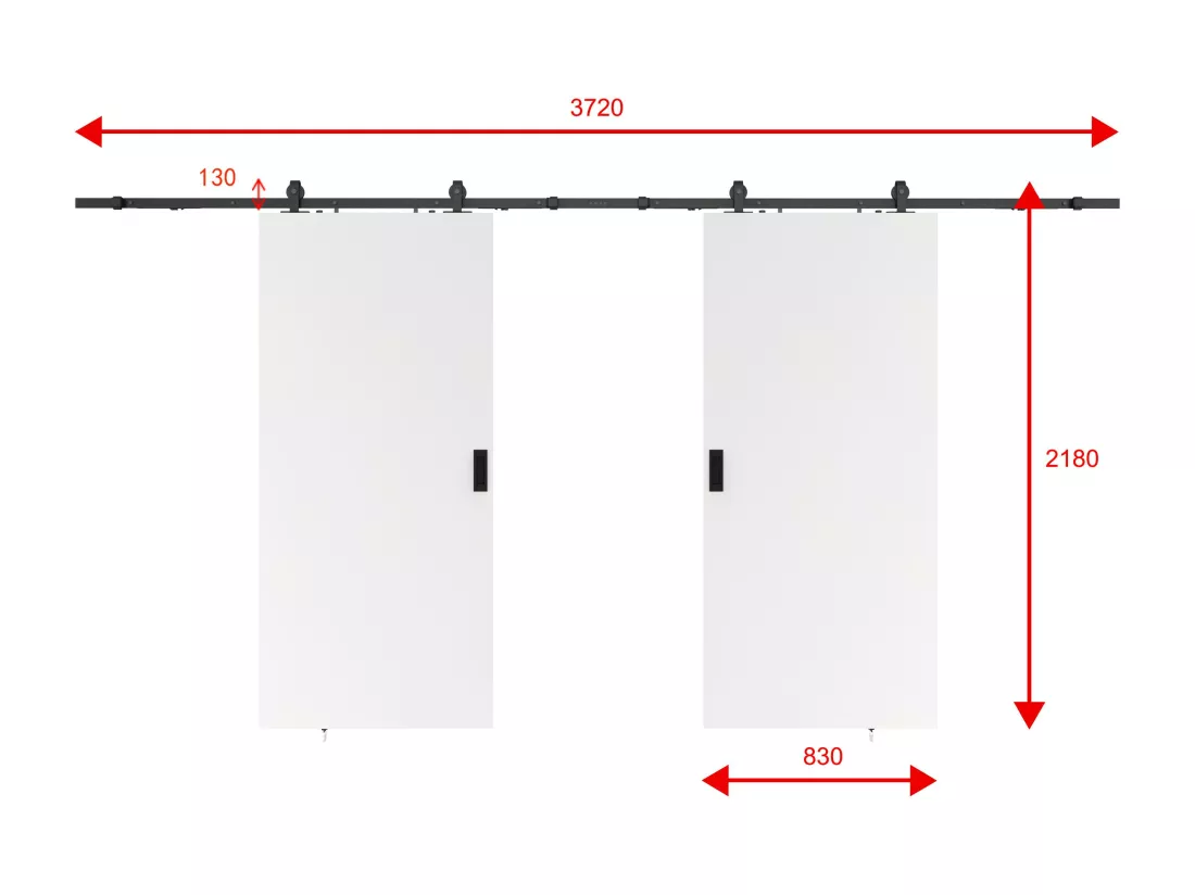 Porte coulissante double avec système en applique - 2 x H205 x L83 cm - MDF + PVC Blanc - VARIN II