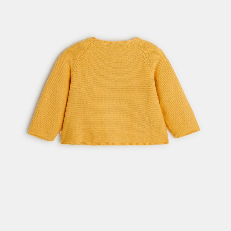Gilet tricot à revers jaune bébé fille Jaune