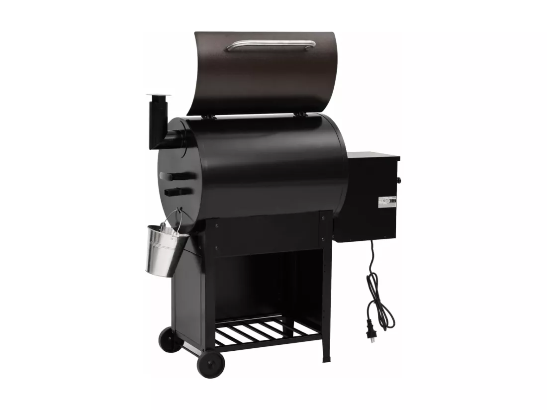 Gril à granulés avec cheminée noir 104 cm fer