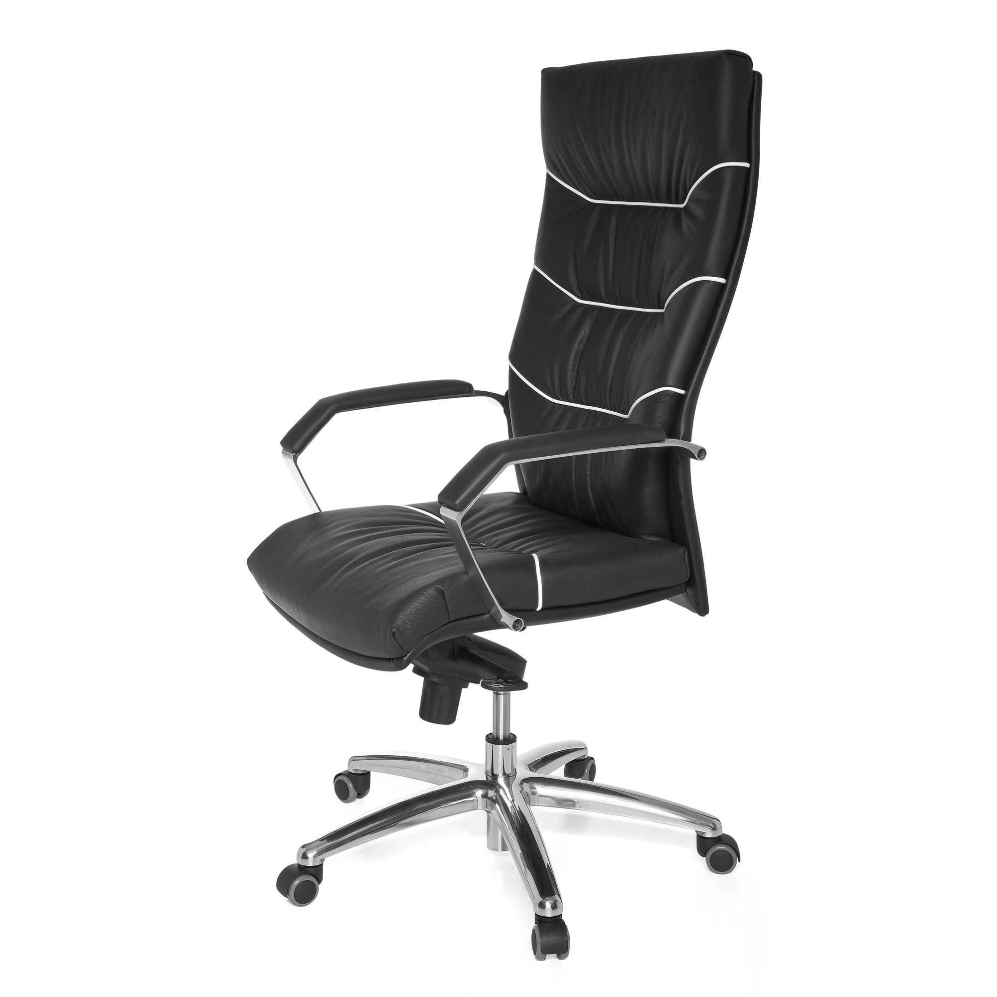 FineBuy XXL Chefsessel Echtleder schwarz Bürostuhl Drehstuhl Schreibtischstuhl