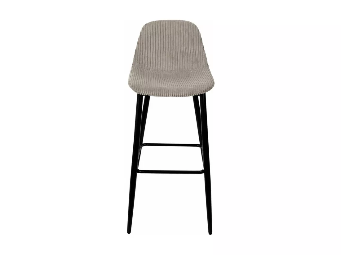 AMORY - Lot de 2 tabourets de bar en velours côtelé coloris taupe