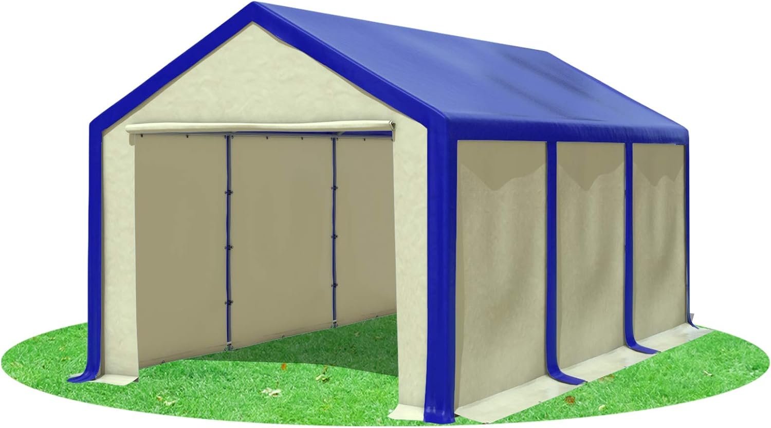 Partyzelt 3x6m Modular Professional PVC 500 g/m² ohne Fenster BLAU BEIGE
