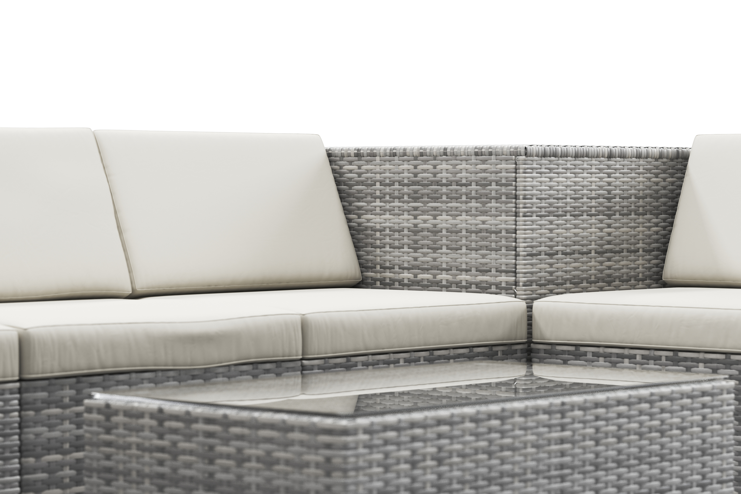Rattanlounge mit Kissenbox BORA BORA grau/weiss