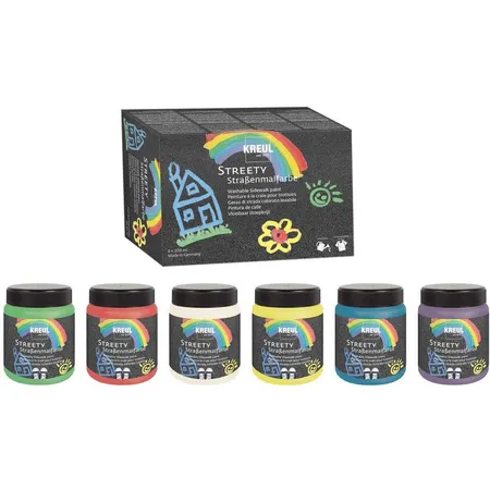 KREUL Streety Straßenmalfarbe 6er Set, 6 Farben mit je 200 ml