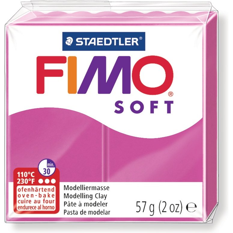 Pâte à modeler fimo soft coloris framboise pain 57g