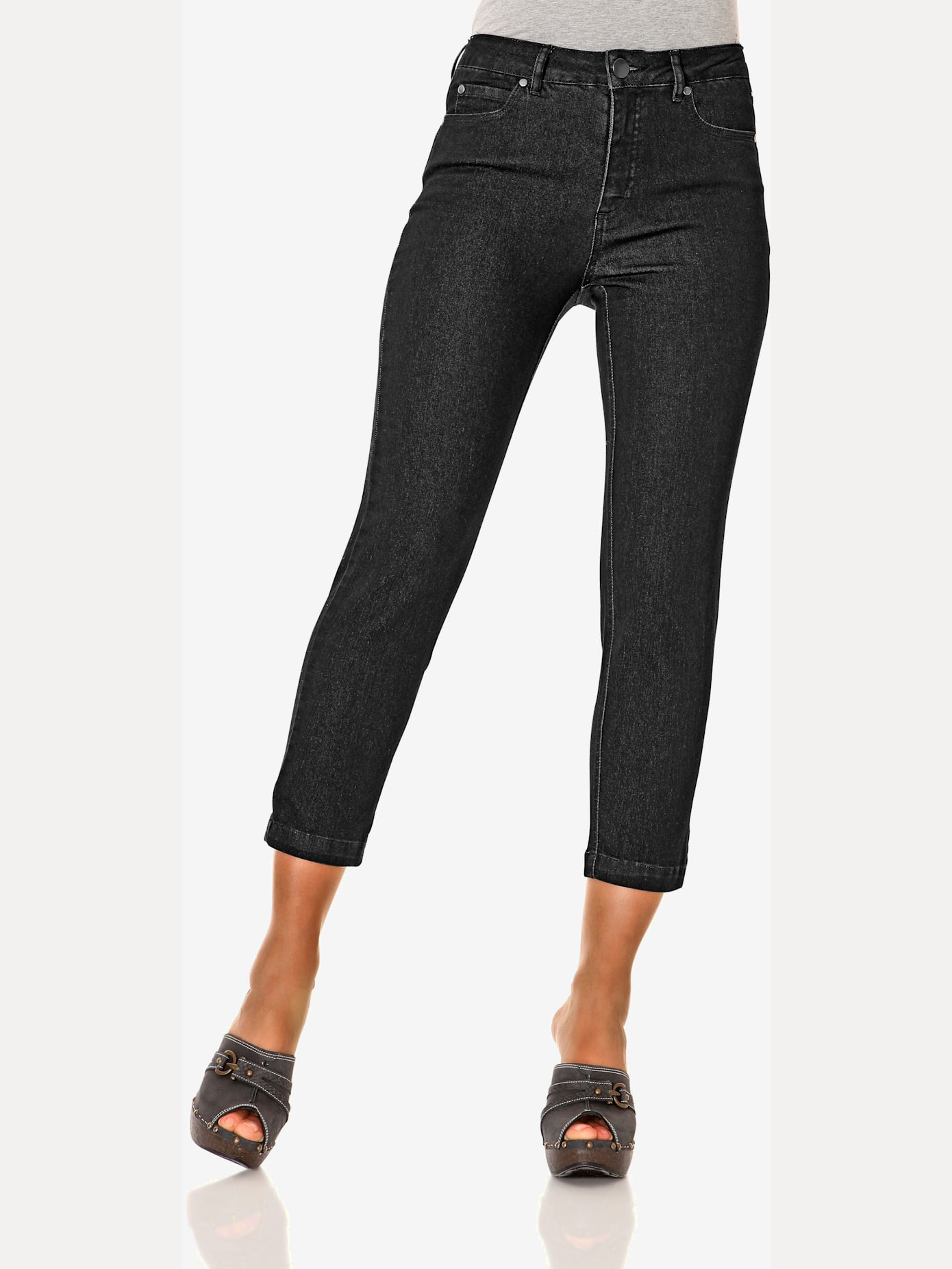 Jeans effet ventre plat longueur 7/8
