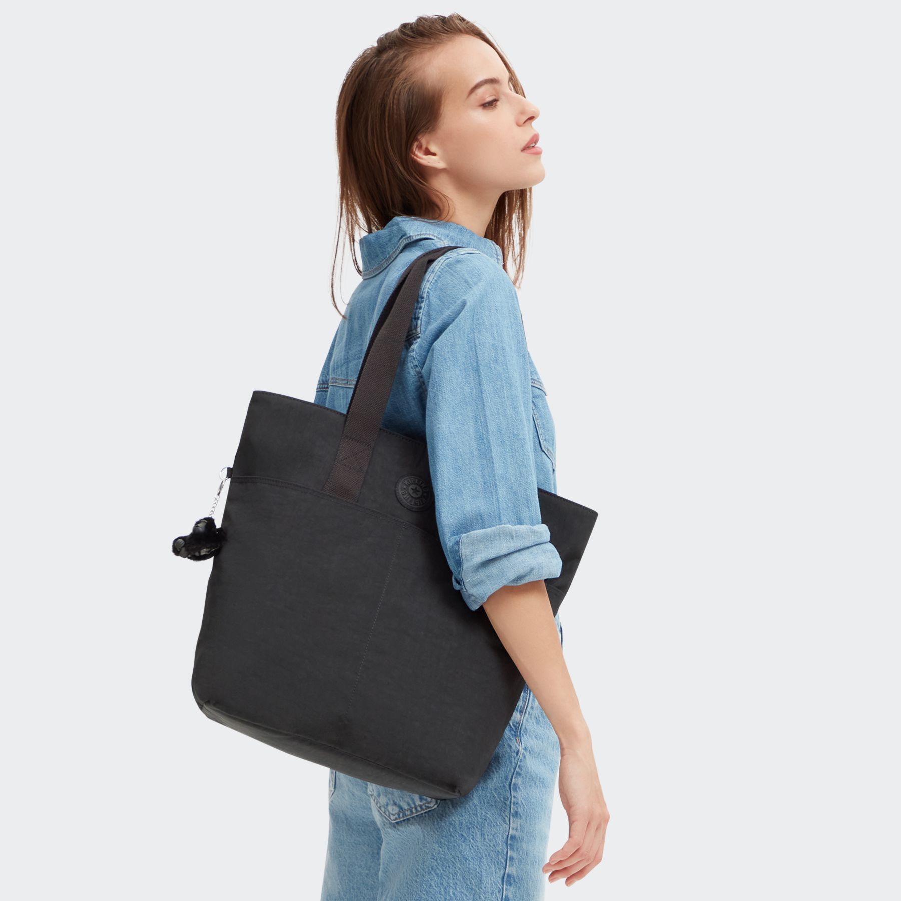 HANIFA Grand Fourre-Tout avec Compartiment pour Ordinateur - Black Noir