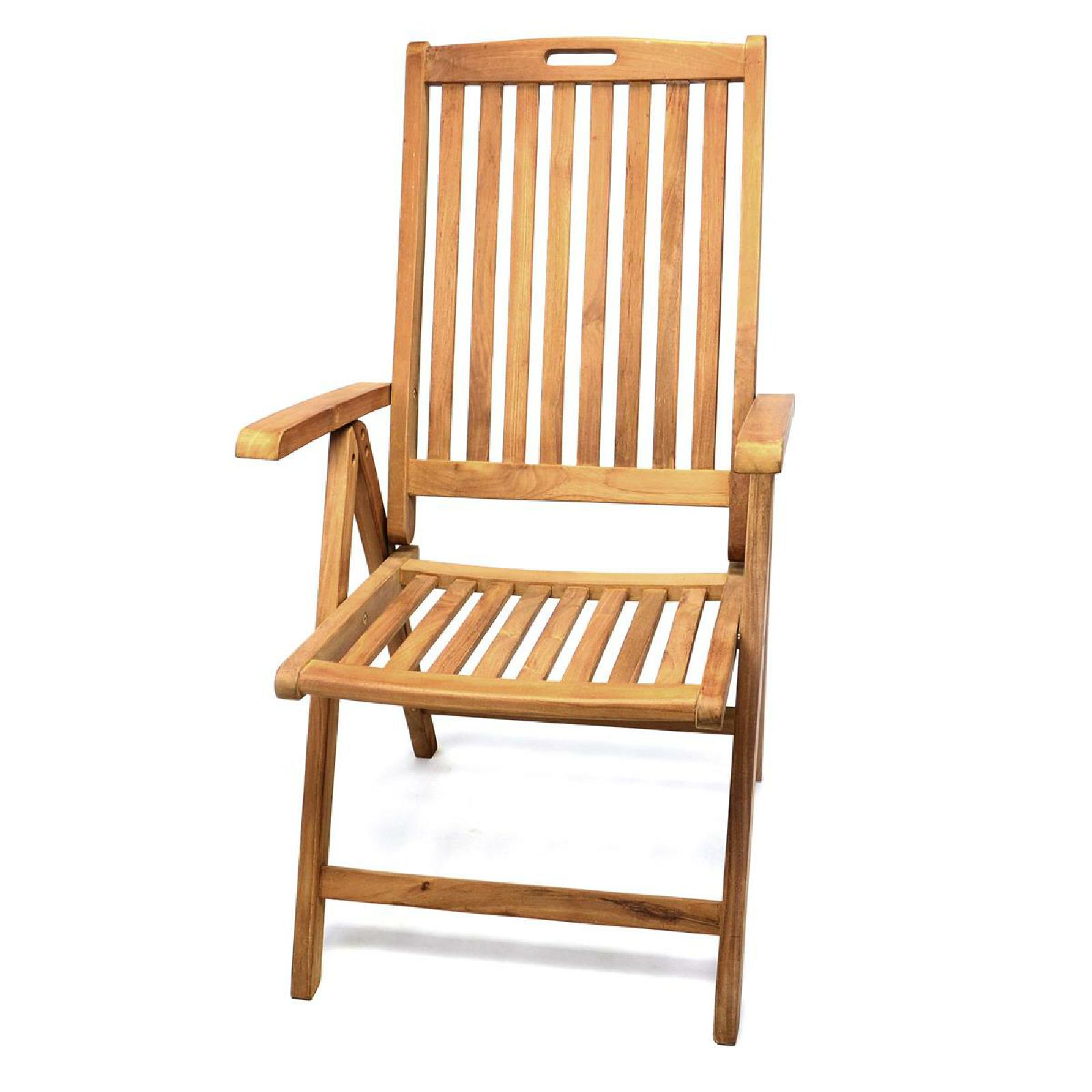 VCM Hochlehner Klappstuhl Gartenstuhl verstellbar Teak Holz behandelt