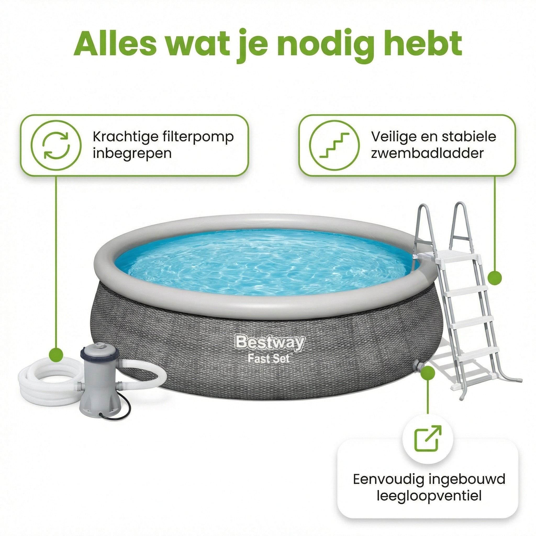 Bestway Fast Set 457x107cm Zwembad – 4-delig