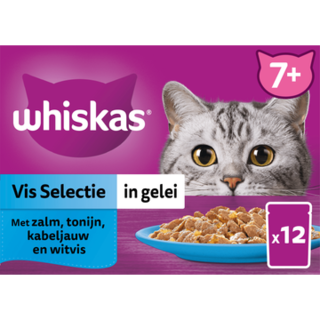 Whiskas 7+ Kattenvoer - Vis selectie in gelei - maaltijdzakjes 12x85g