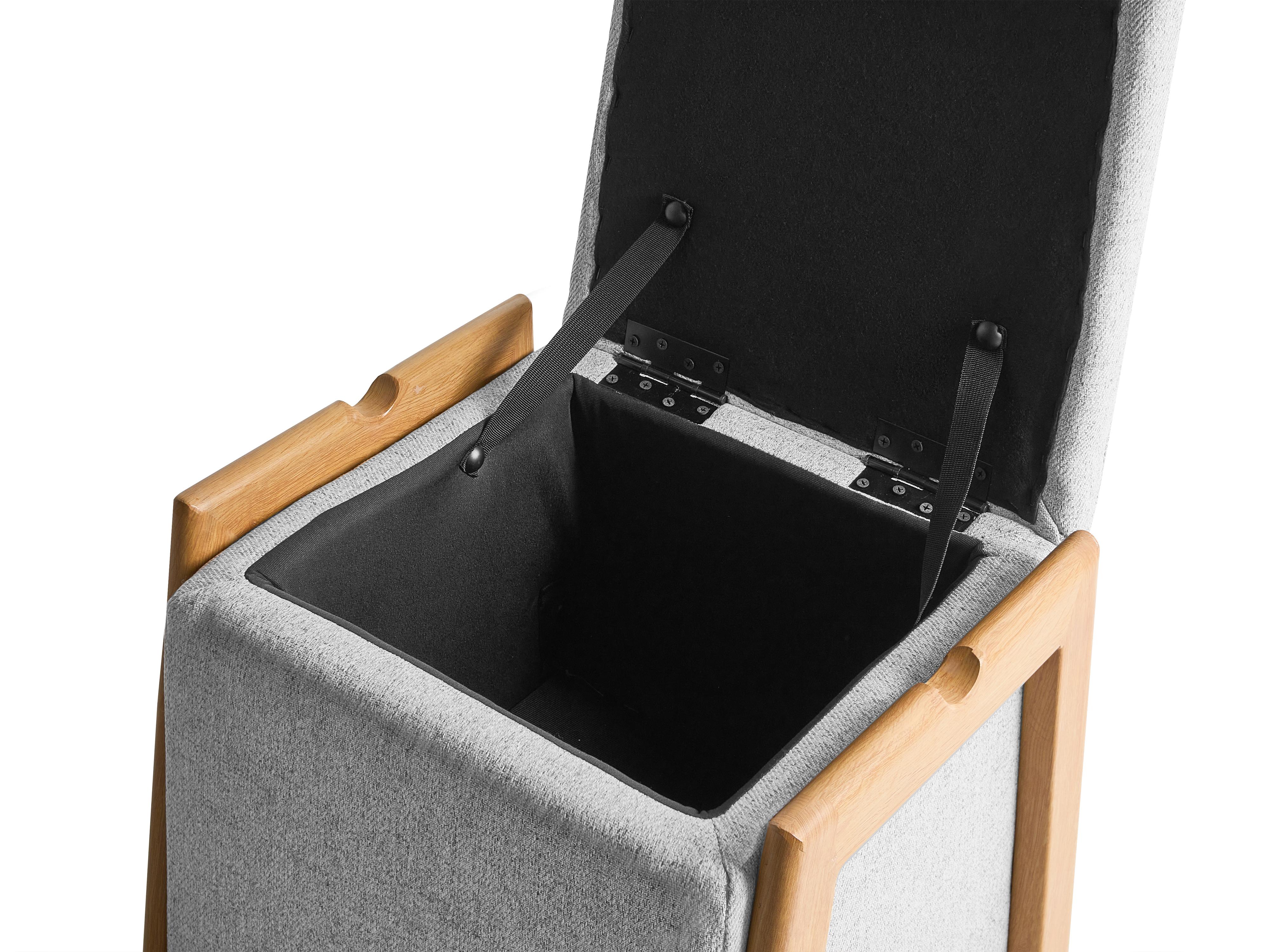 Poef met opbergruimte EDLAND Stof 45 cm 43 cm Lichtgrijs