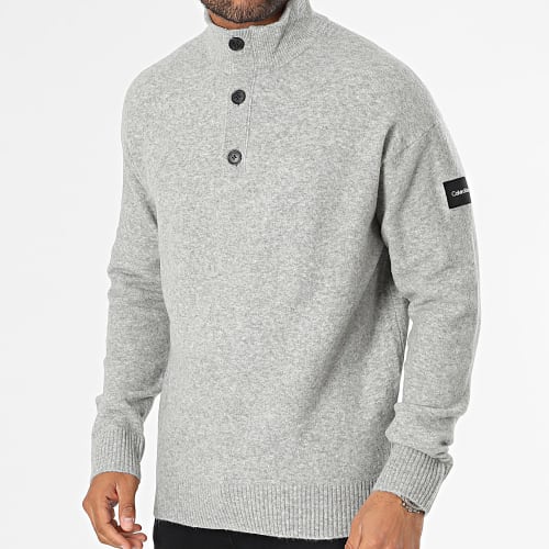 Pull Col Montant 1960 Gris Chiné