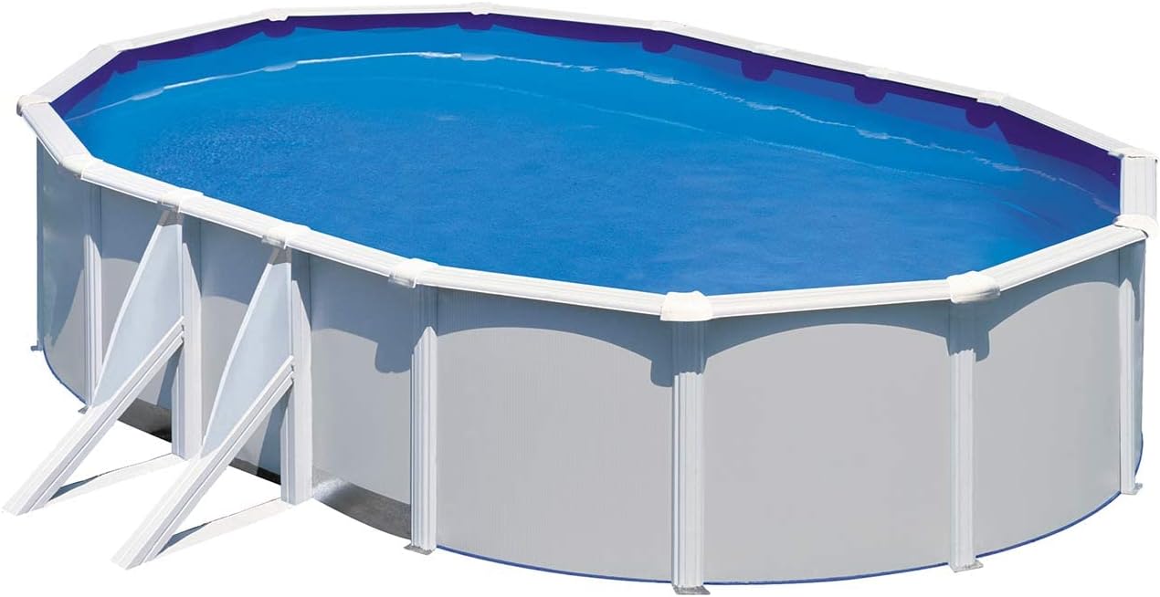 Paradies Pool® Gre Giant oval 300x500x132cm (Ø x H), Komplettset,Stahlwandbecken grau, Poolplane in blau 0,4mm, Handlauf extra breit, inkl. Skimmer-Set und Leiter, Swimmingpool, Menge: 1 Stück