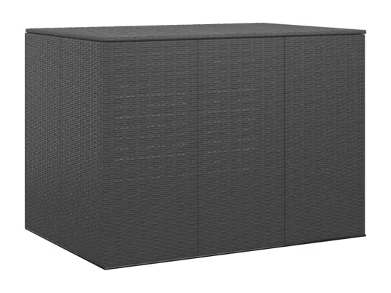 Boîte à coussins de jardin Résine tressée 145x100x103 cm Noir