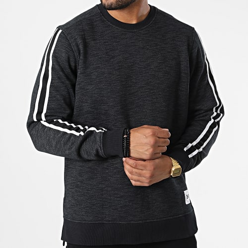 Sweat Crewneck A Bandes 1373814 Gris Anthracite Chiné