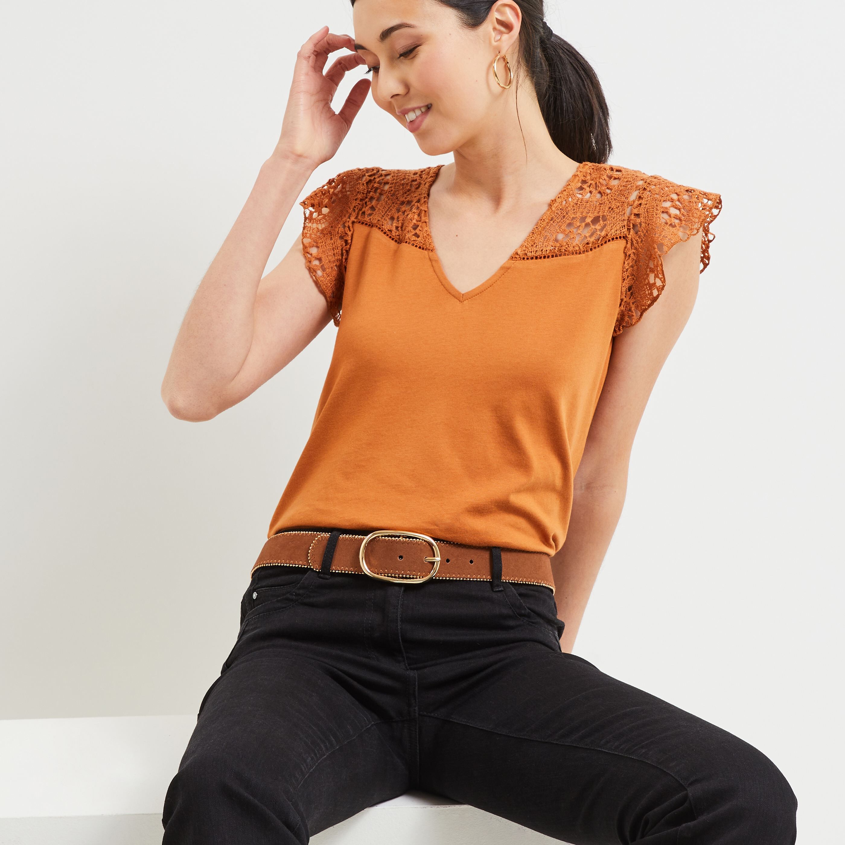 Tshirt uni femme - CARAMEL