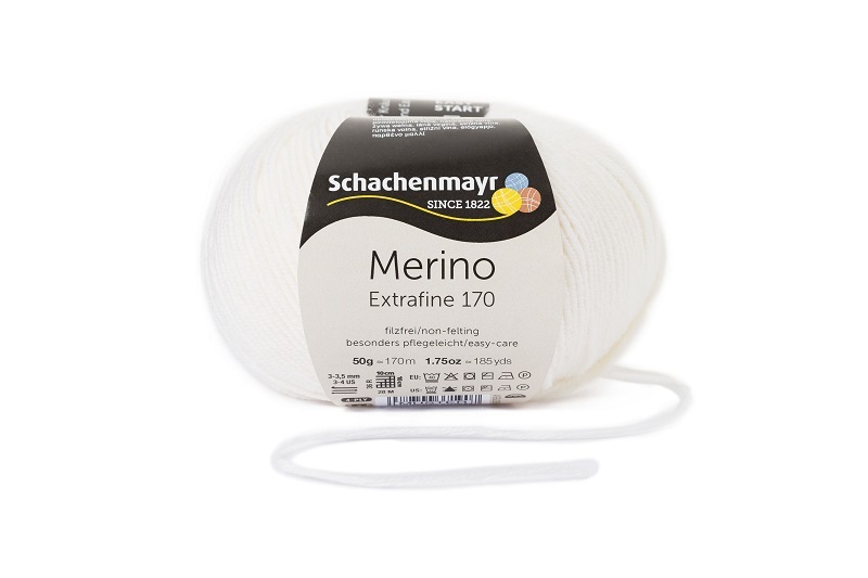 Handstrickgarn MERINO EXTRAFINE 170 - weiß - 50g