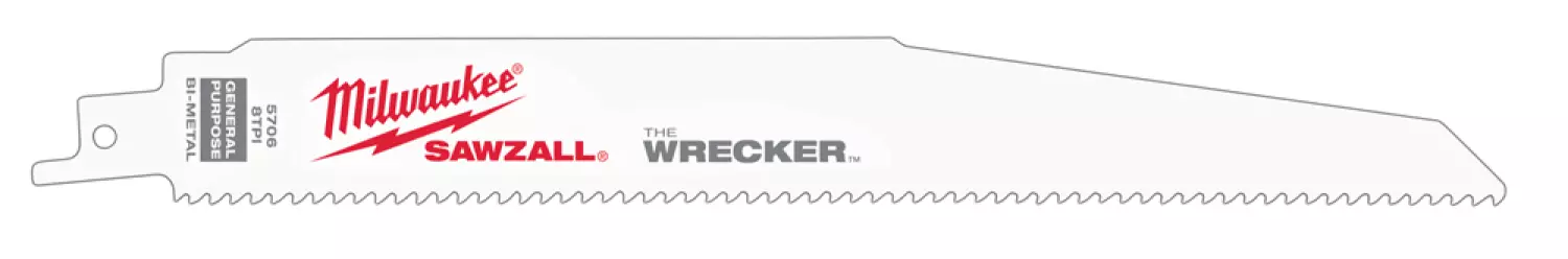 Milwaukee 48005706 The Wrecker Reciprozaagblad - 230 x 8TPI - Metaal/Hout met spijkers (5st)