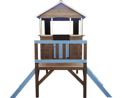 Speelhuis op palen met trap 197 x 156 x 197 cm bruin blauw