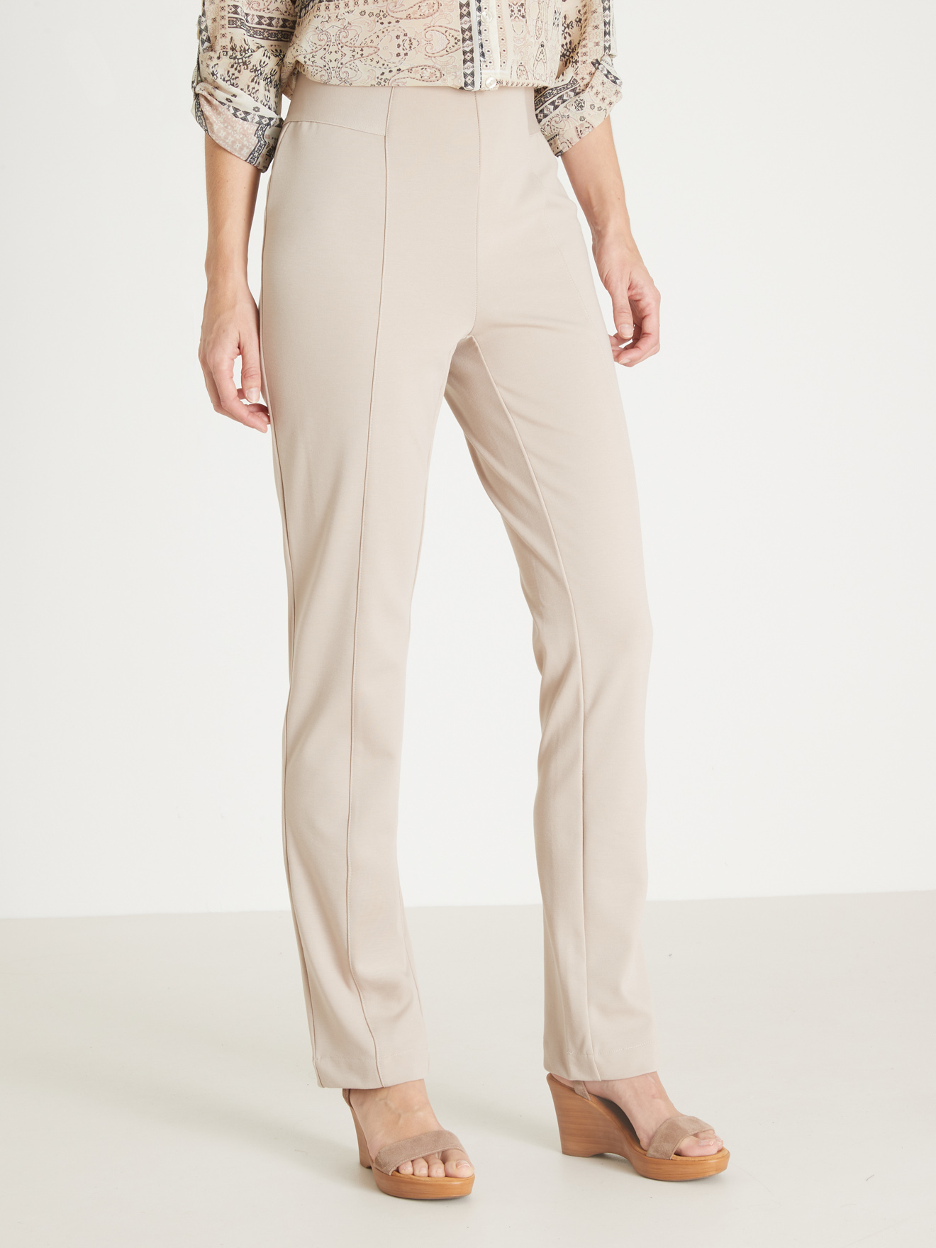 Pantalon élastiqué en maille milano