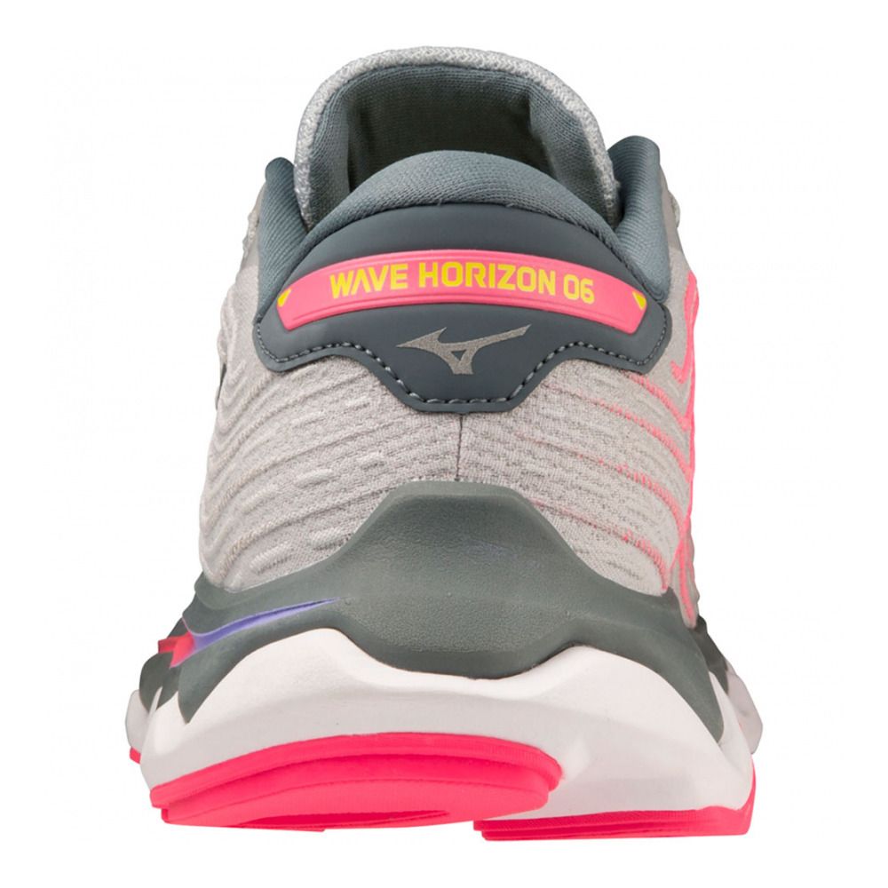 Mizuno WAVE HORIZON 6 - Chaussures running Femme pearl blue/silver/high-vis pink